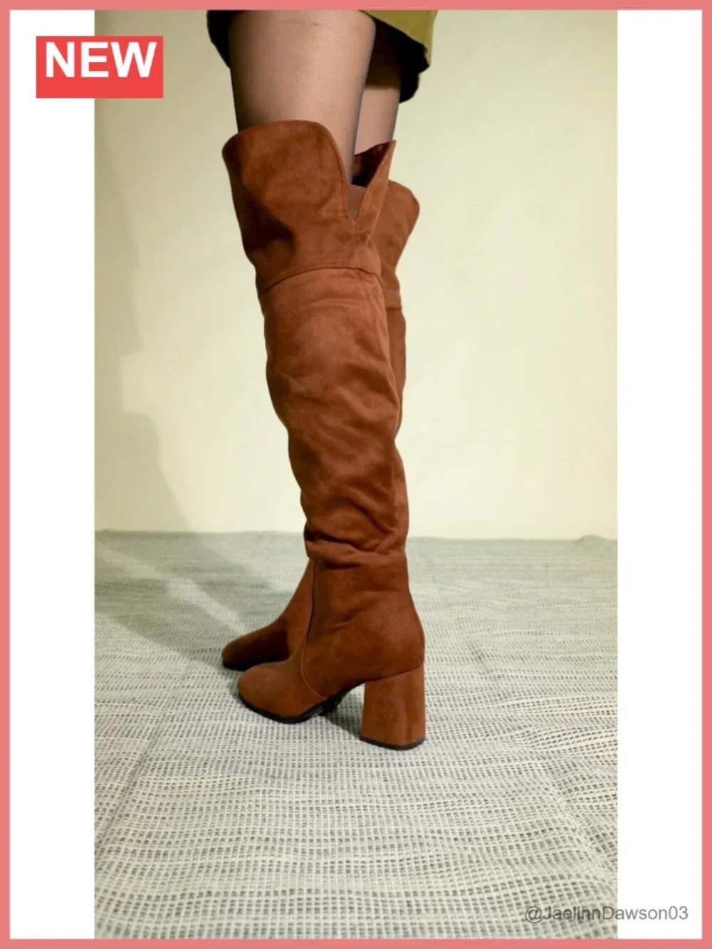 Over the Knee Boots, Vegan Suede, 2-Inch Block Heel, Zip Closure, Faux Leather